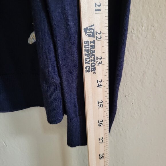 Talbots Sweater Women's XL Blue Embroidered Feathers Button Shoulder Boho - Picture 6 of 8